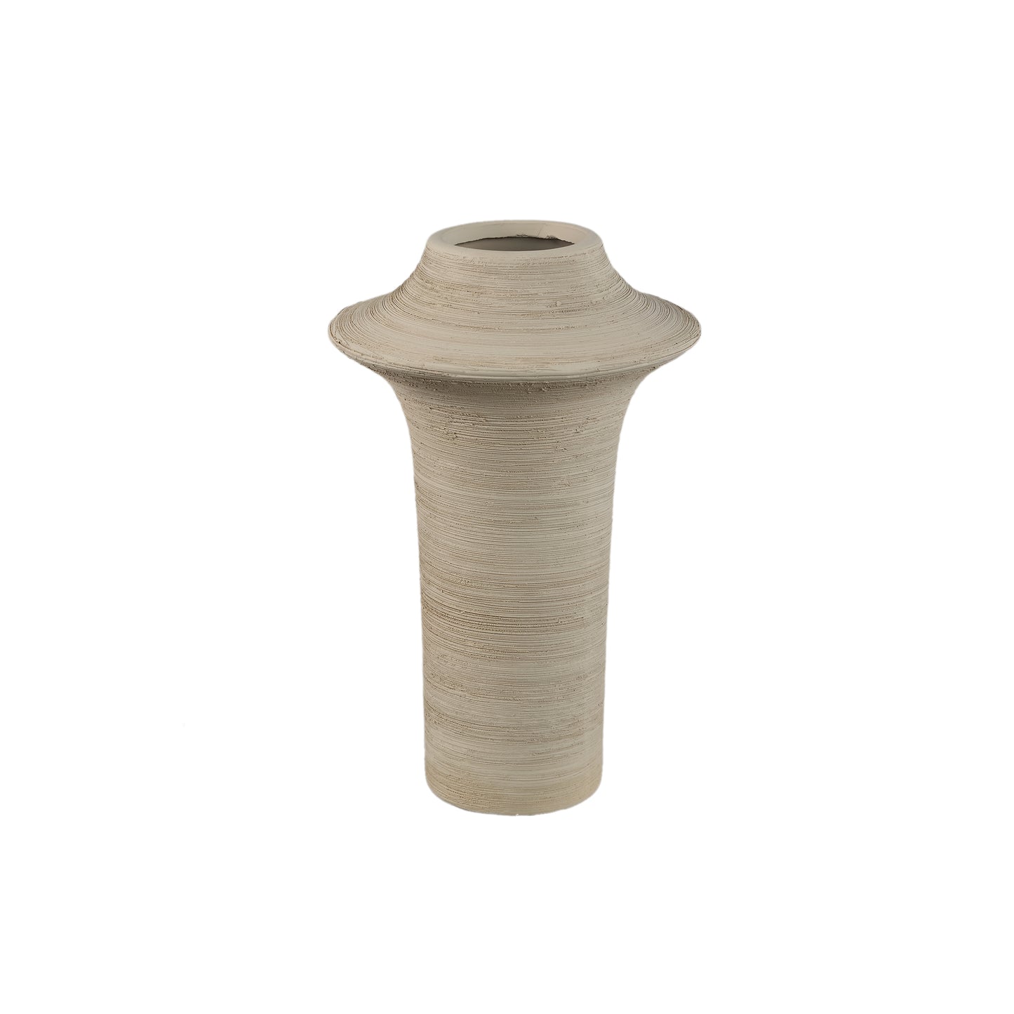 Rinder Beige Matt Ceramic Wide Ring Vase High L