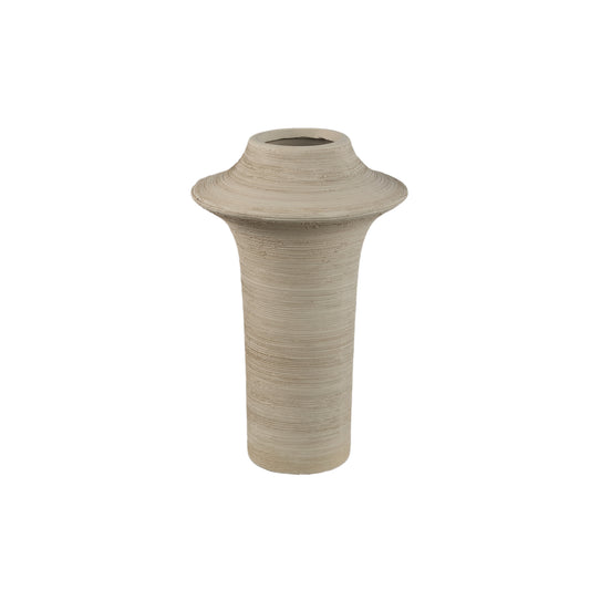 Rinder Beige Matt Ceramic Wide Ring Vase High L