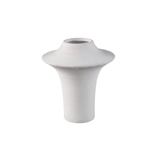 Rinder White Matt Ceramic Wide Ring Vase High S