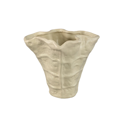 Reff Cream Matt Ceramic Wavy Shaped Pot L
