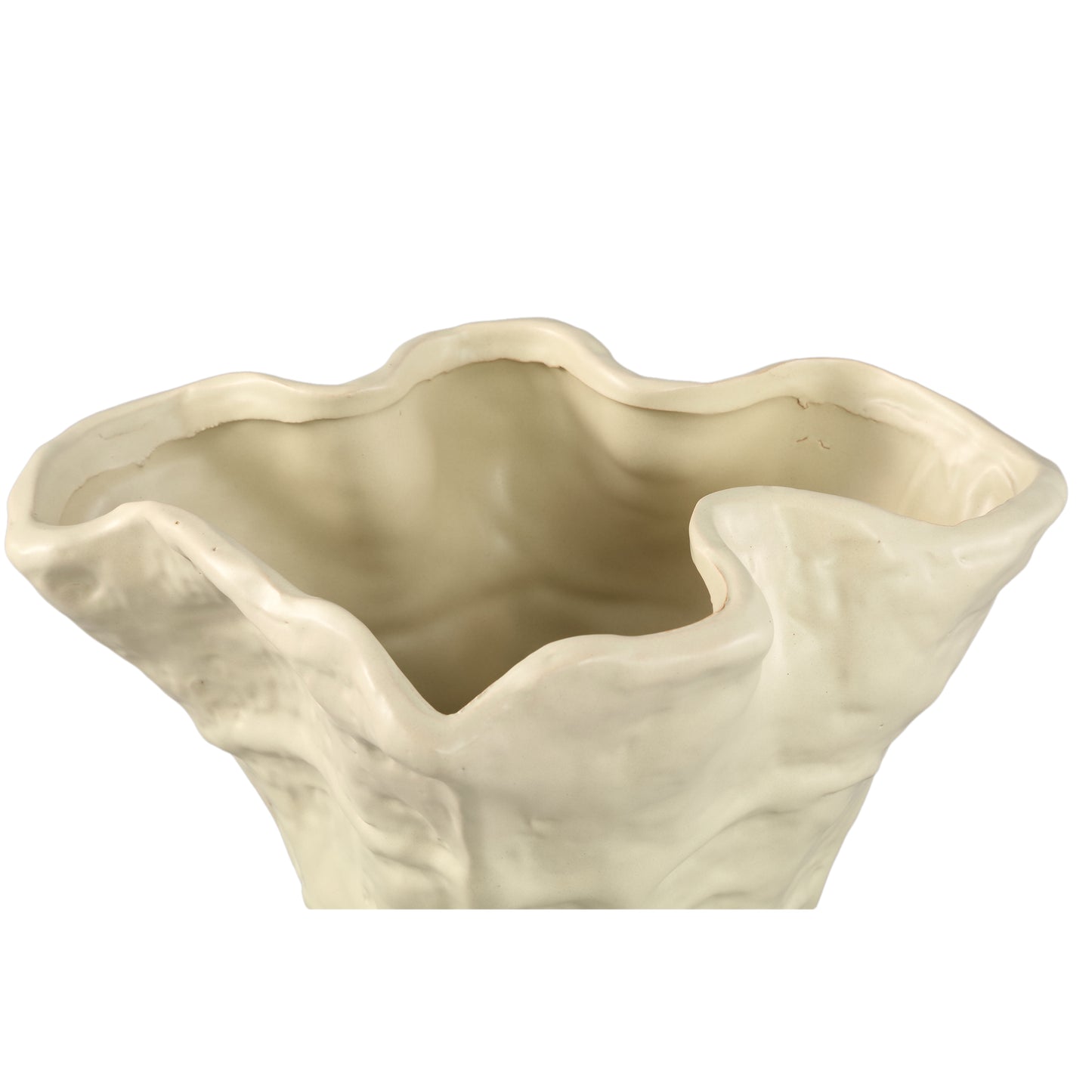 Reff Cream Matt Ceramic Wavy Shaped Pot L
