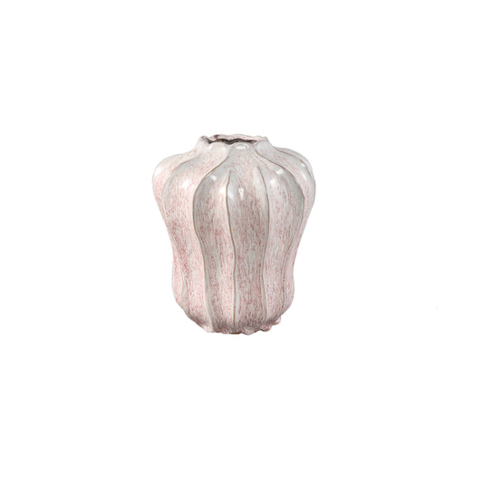 Hamish Pink Ceramic Round Wavy Shaped Vase S
