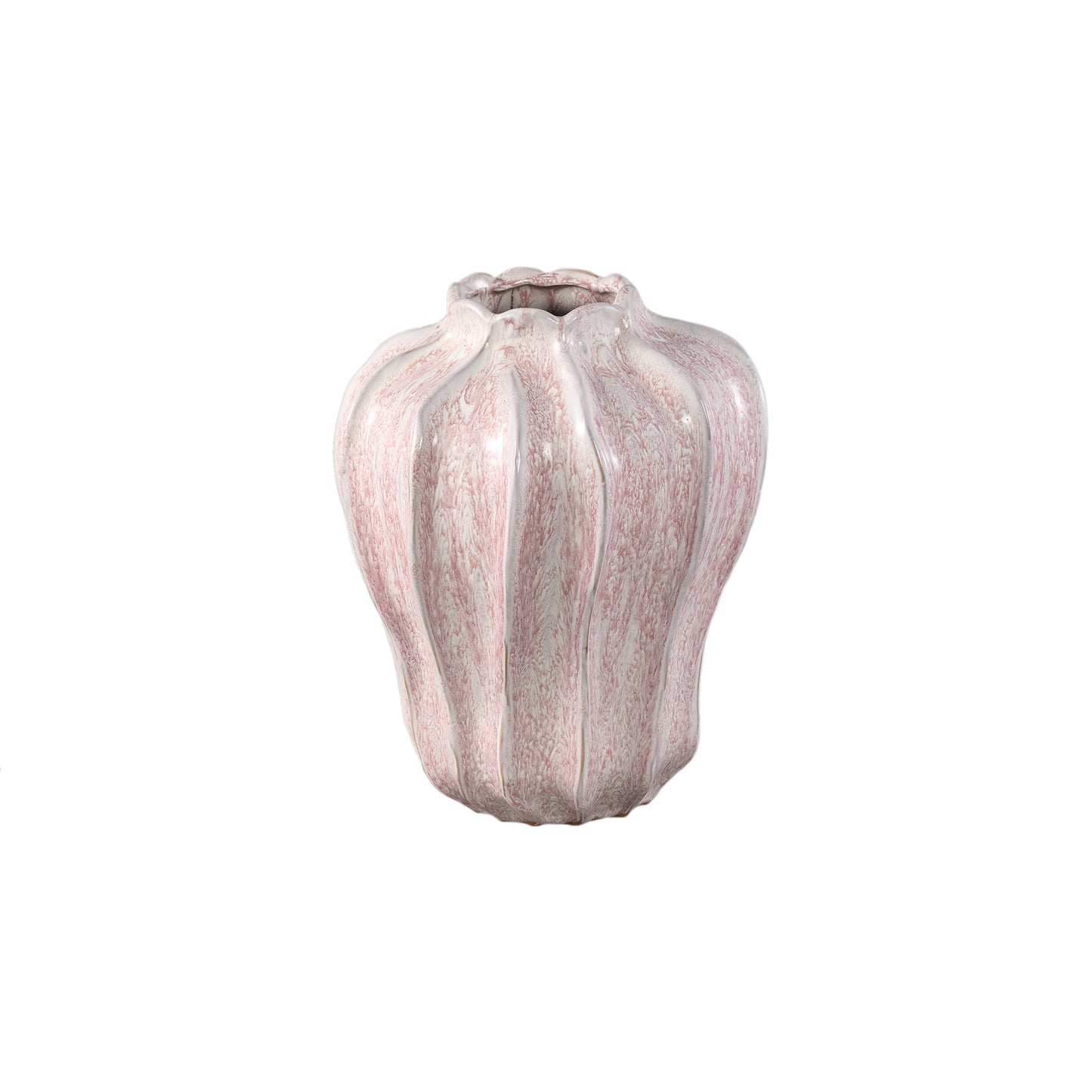Hamish Pink Ceramic Round Wavy Shaped Vase M