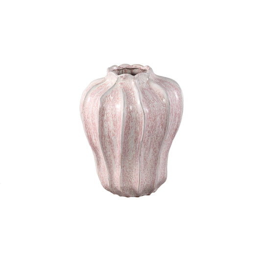 Hamish Pink Ceramic Round Wavy Shaped Vase M