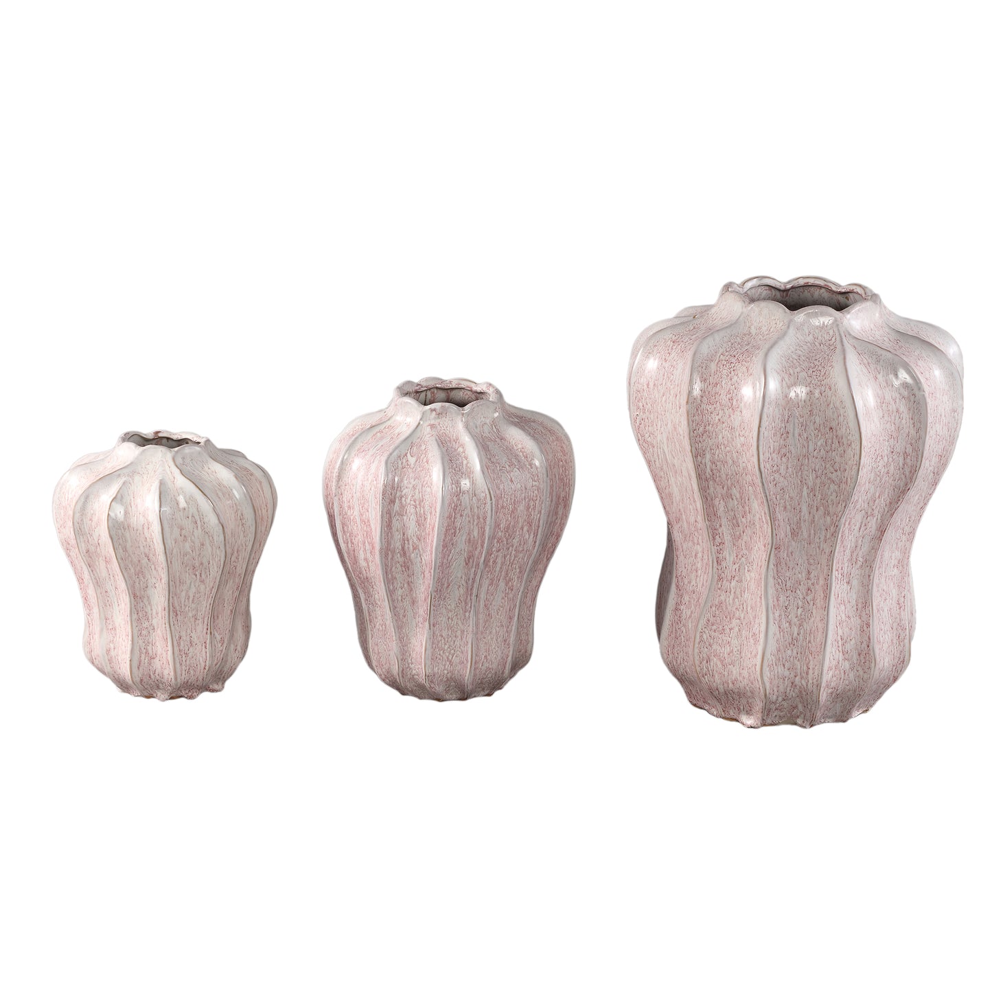 Hamish Pink Ceramic Round Wavy Shaped Vase M