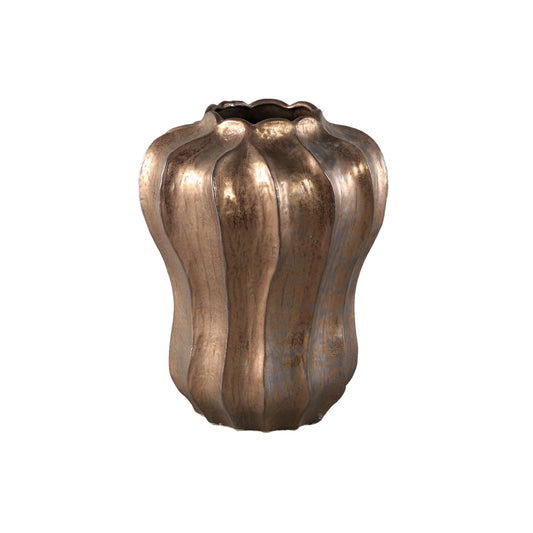 Hamish Bronze Ceramic Round Wavy Shaped Vase L