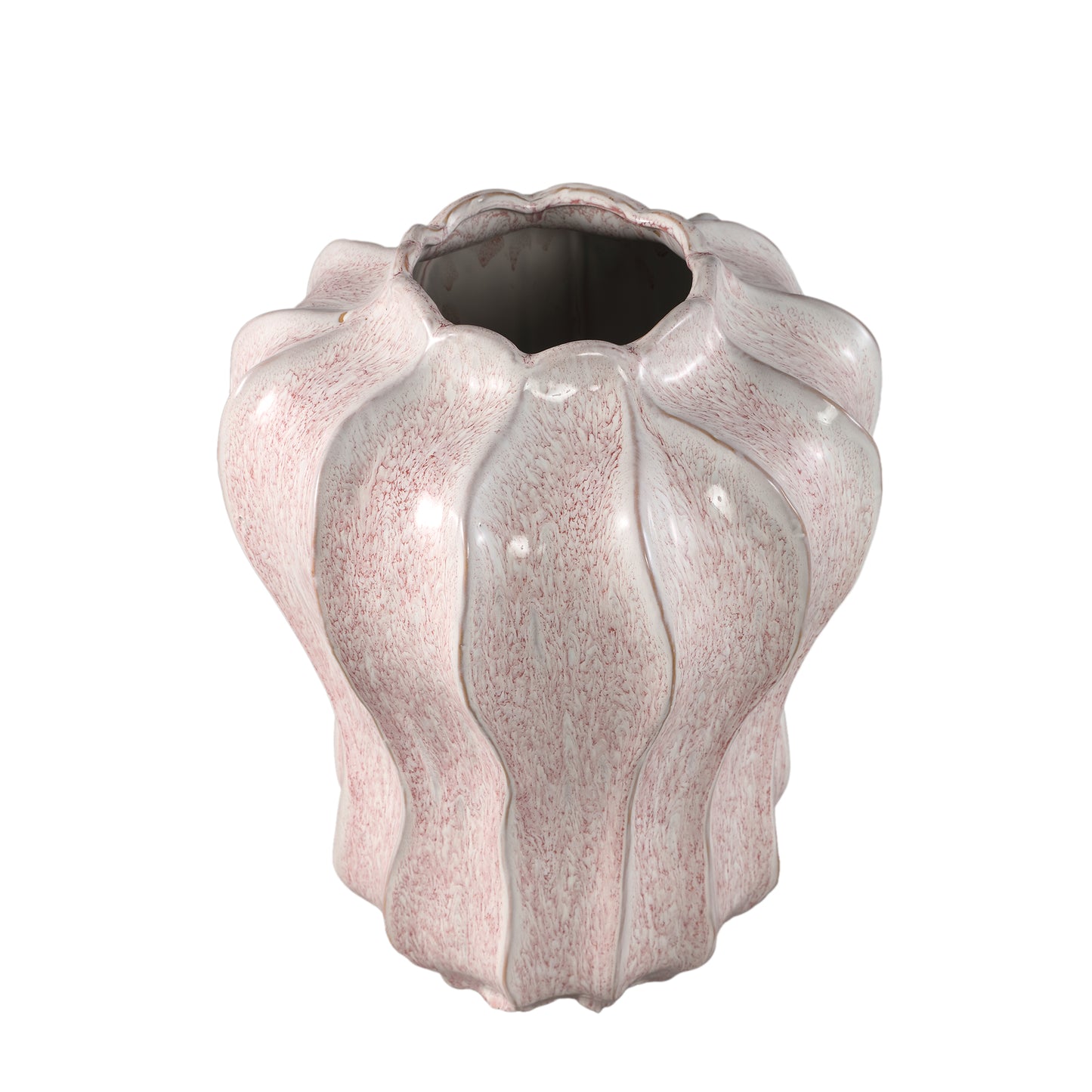 Hamish Pink Ceramic Round Wavy Shaped Vase L