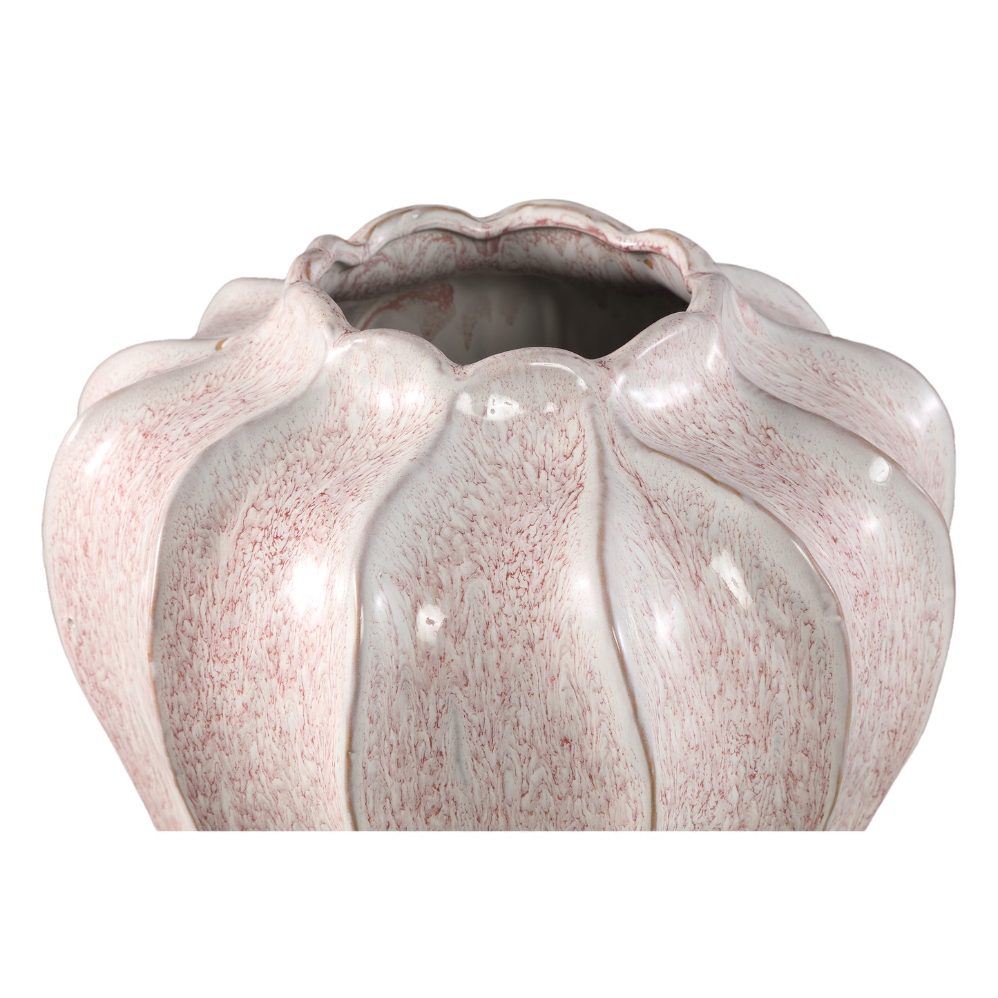 Hamish Pink Ceramic Round Wavy Shaped Vase L