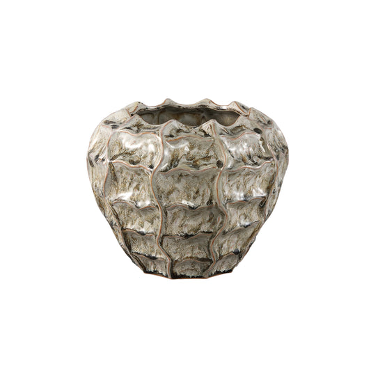 Cedric Cream Ceramic Round Wavy Pot Mixed Colors M