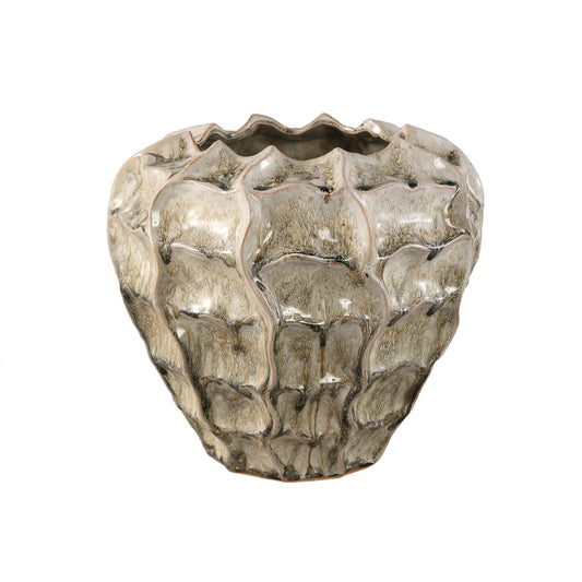 Cedric Cream Ceramic Round Wavy Pot Mixed Color XL