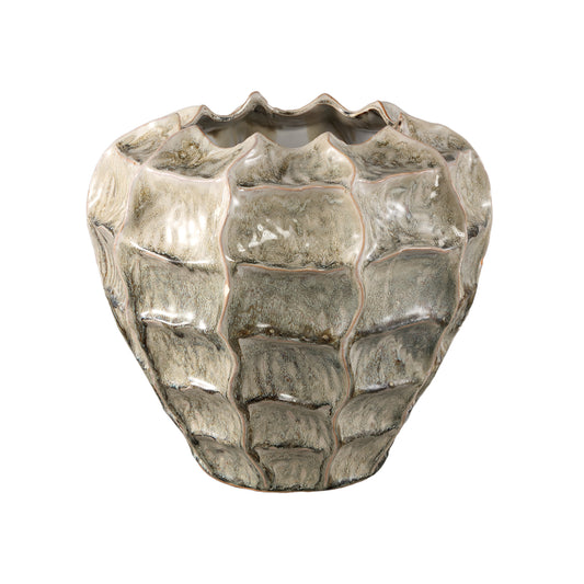 Cedric Cream Ceramic Round Wavy Pot Mix Colors XXL