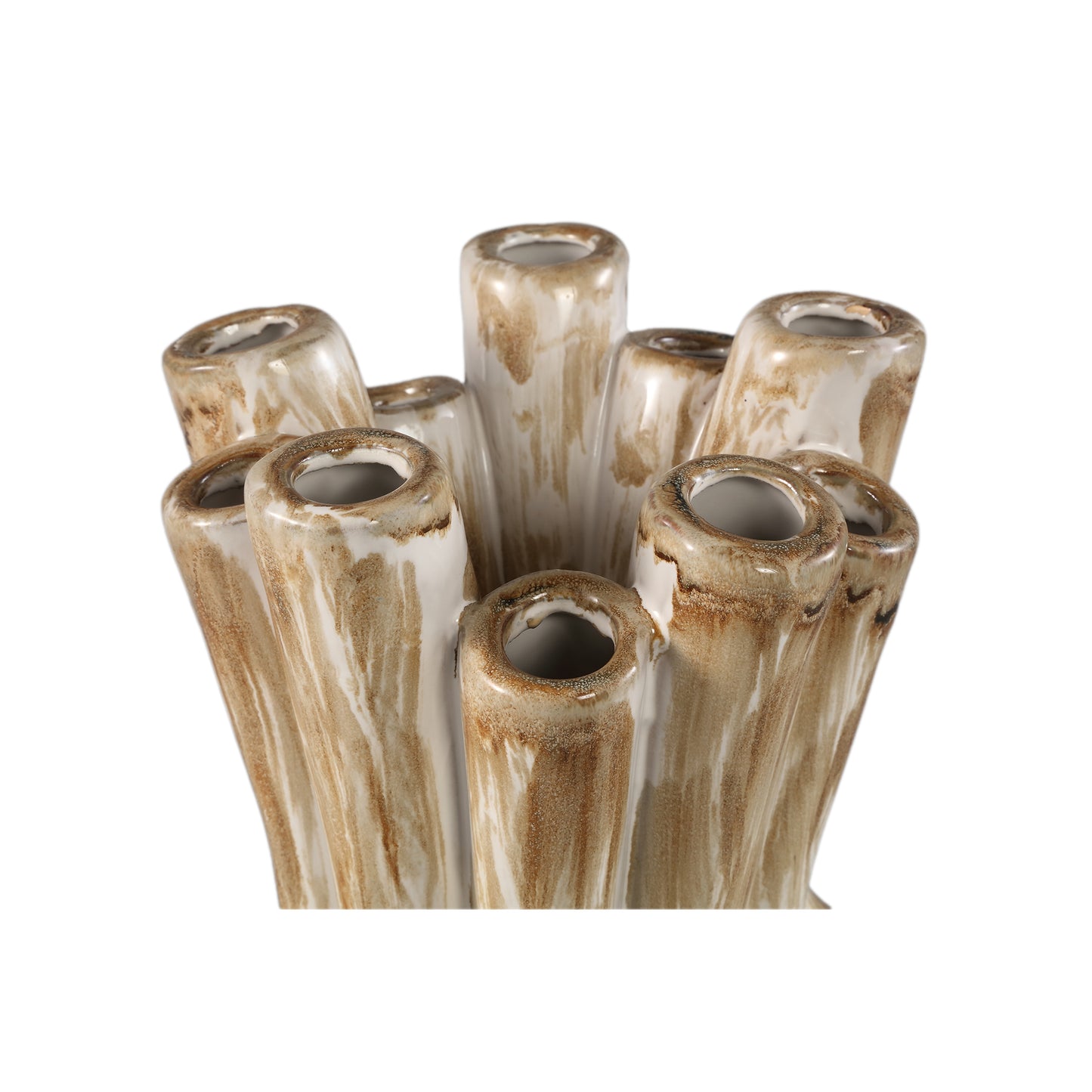 Manali Cream Ceramic Round Vase Colored Tubes L