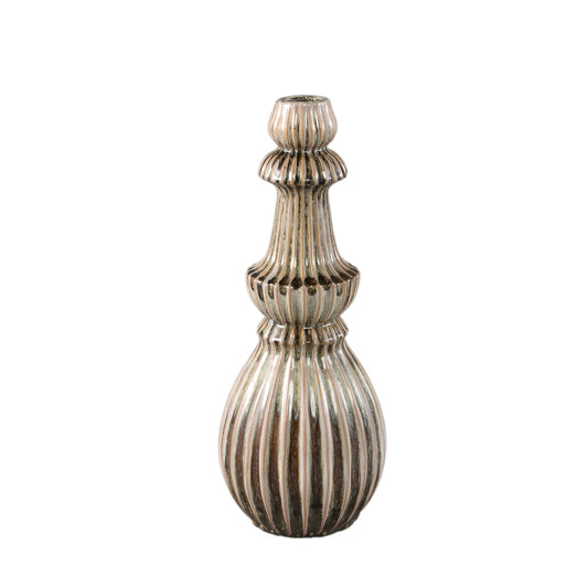 Myrtle Cream Ceramic Round Ribbed Vase M