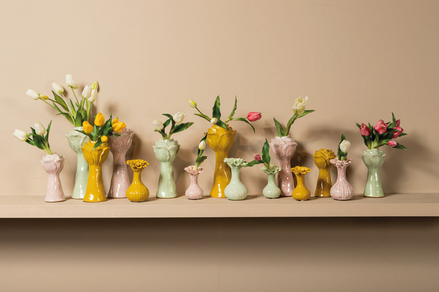 Minerva Light Pink Ceramic Flower Shaped Vase L