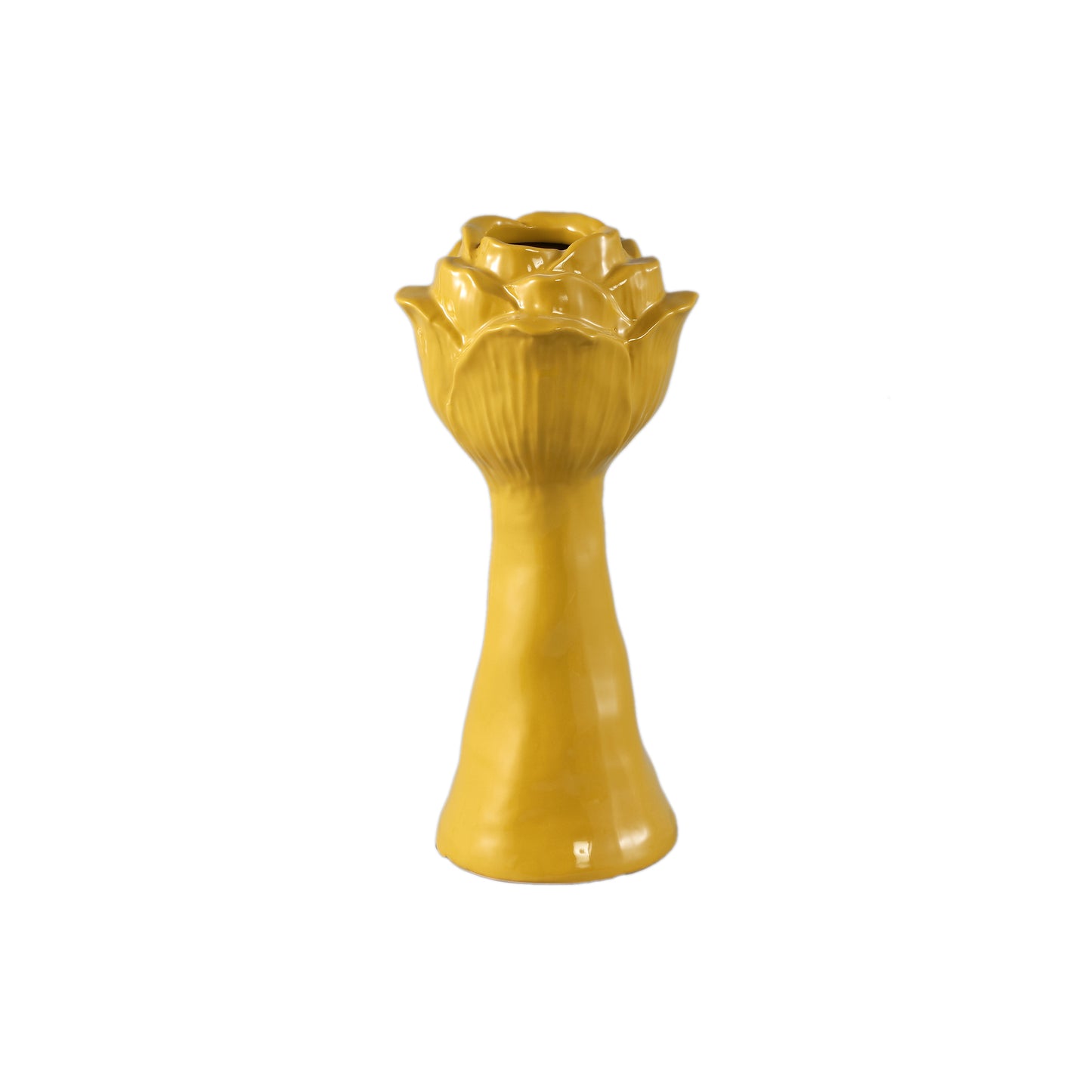 Minerva Yellow Ceramic Flower Shaped Vase L