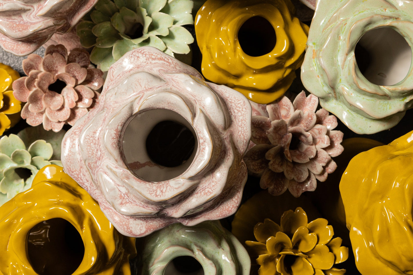 Minerva Yellow Ceramic Flower Shaped Vase L