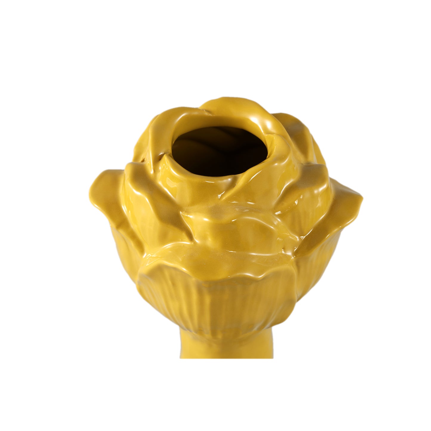 Minerva Yellow Ceramic Flower Shaped Vase L