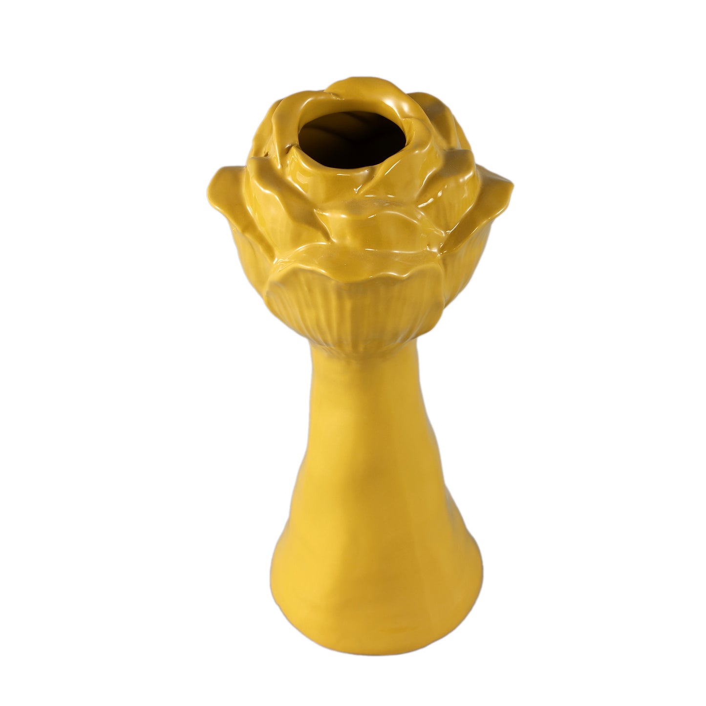 Minerva Yellow Ceramic Flower Shaped Vase L