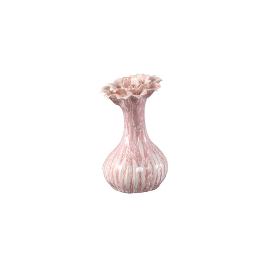 Dolores Lichtroze Keramische Bloemvormige Vaas Set van 4 Stuks - 4 Sets 17x10.5x10.5 cm