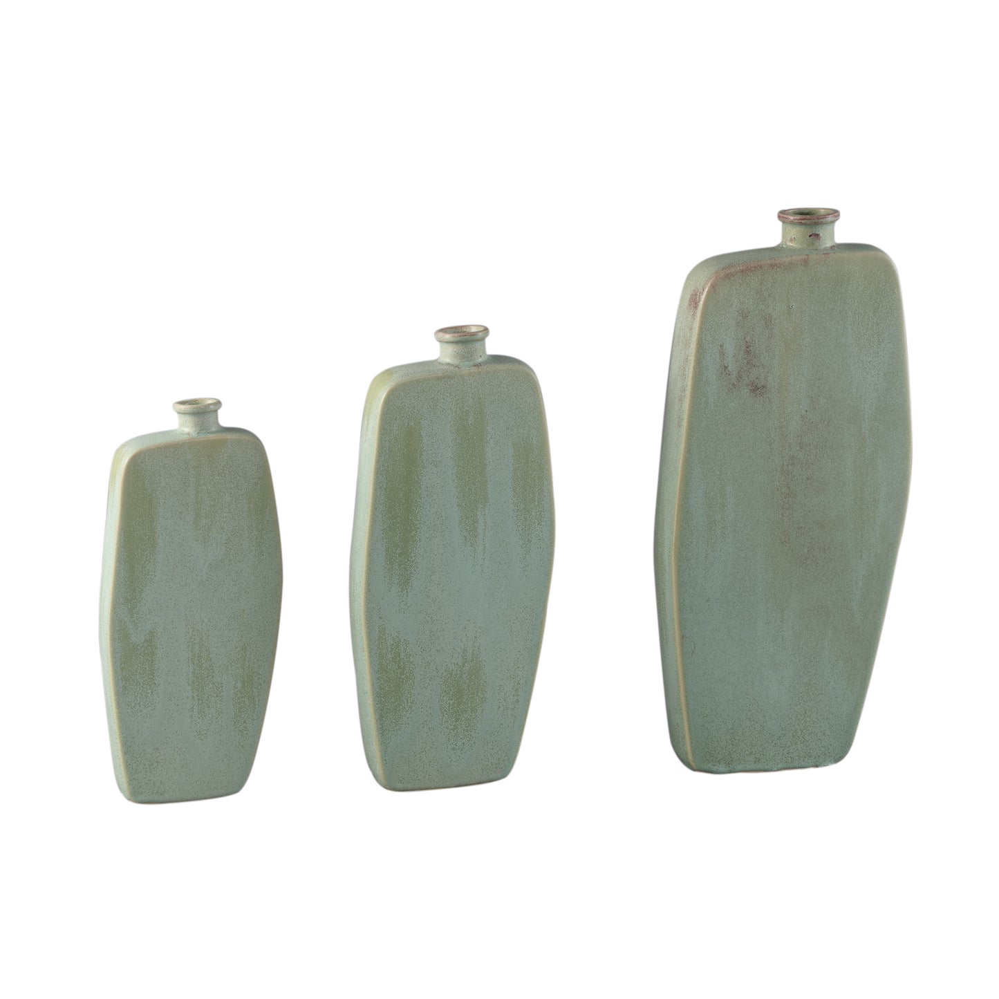 Amalie Groen Ronde Keramische Fles S - Set van 6 Stuks 29x13x4.5 cm
