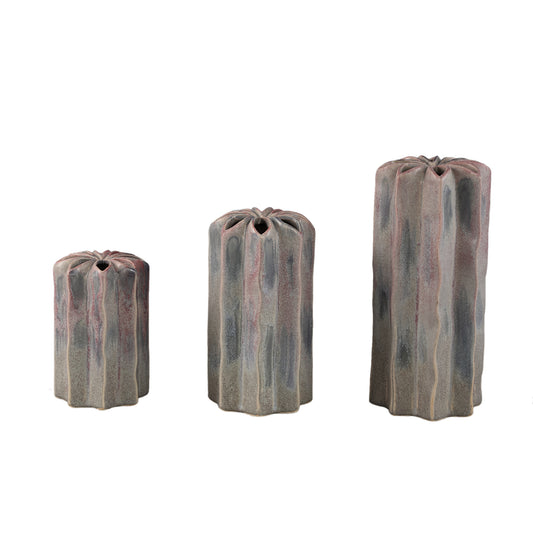 Marte Lila Ronde Puntige Keramische Vaas Met Meerdere Gaten Set Van 8 20x10x10 cm