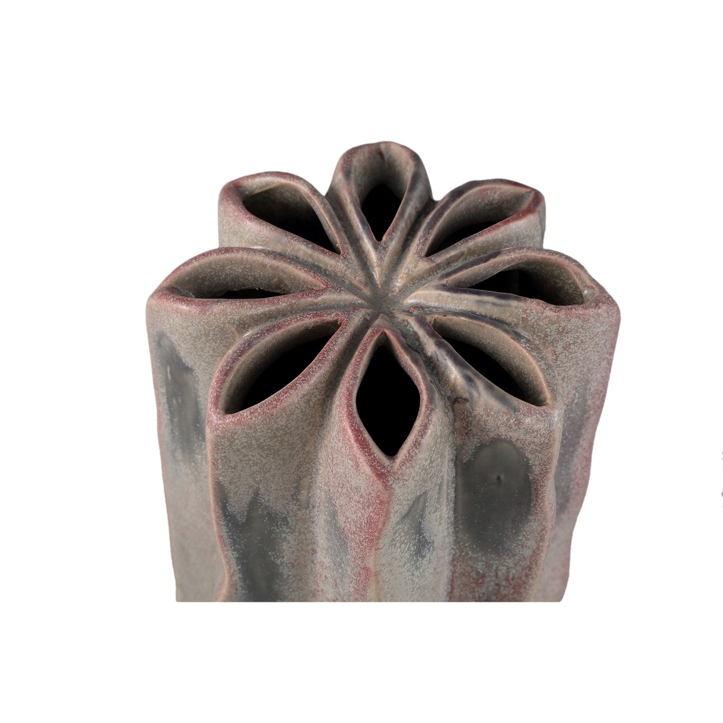 Marte Lila Ronde Puntige Keramische Vaas Met Meerdere Gaten Set Van 6 25.5x11x11 cm