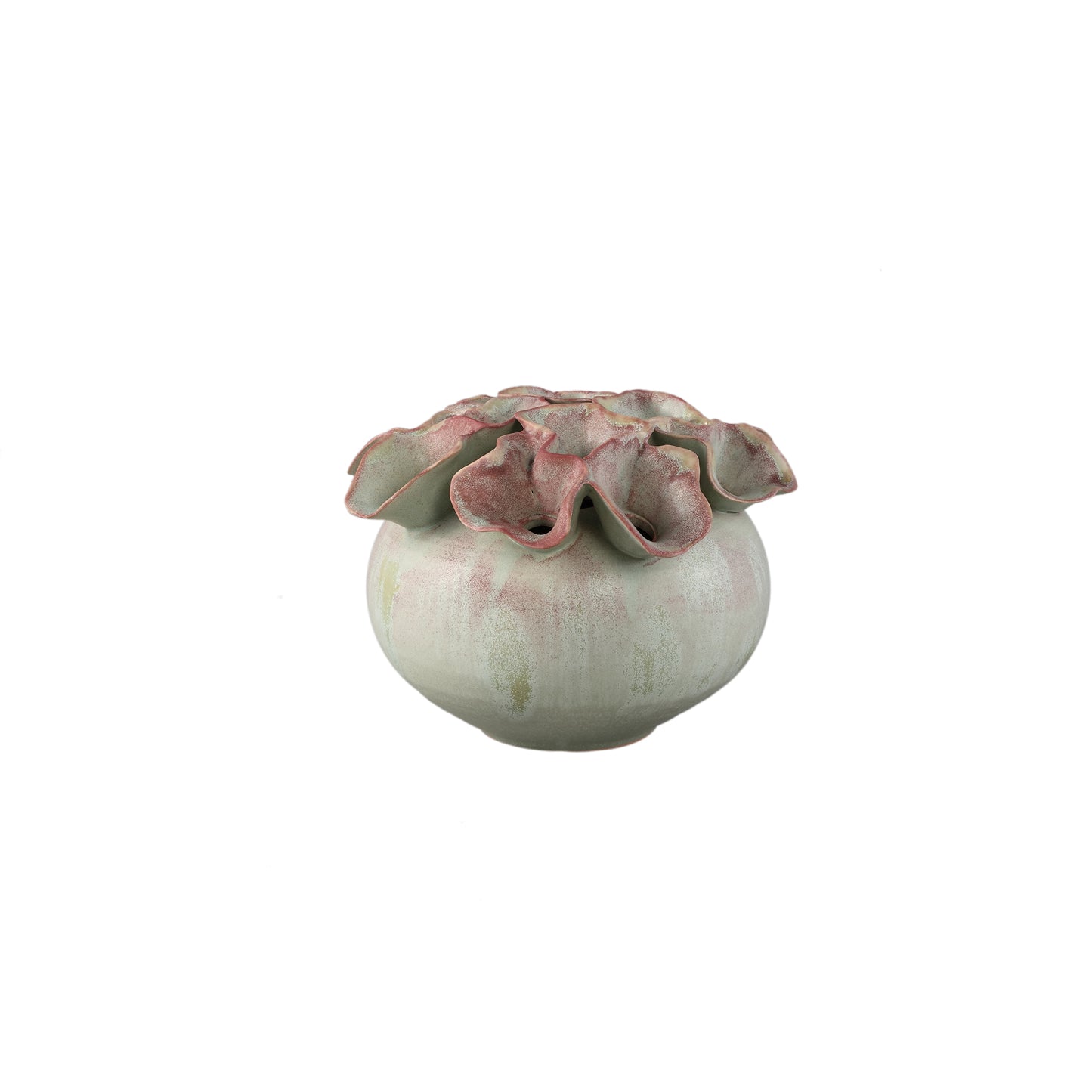 Jullia Green Ceramic Vase Flower Shaped Holes S