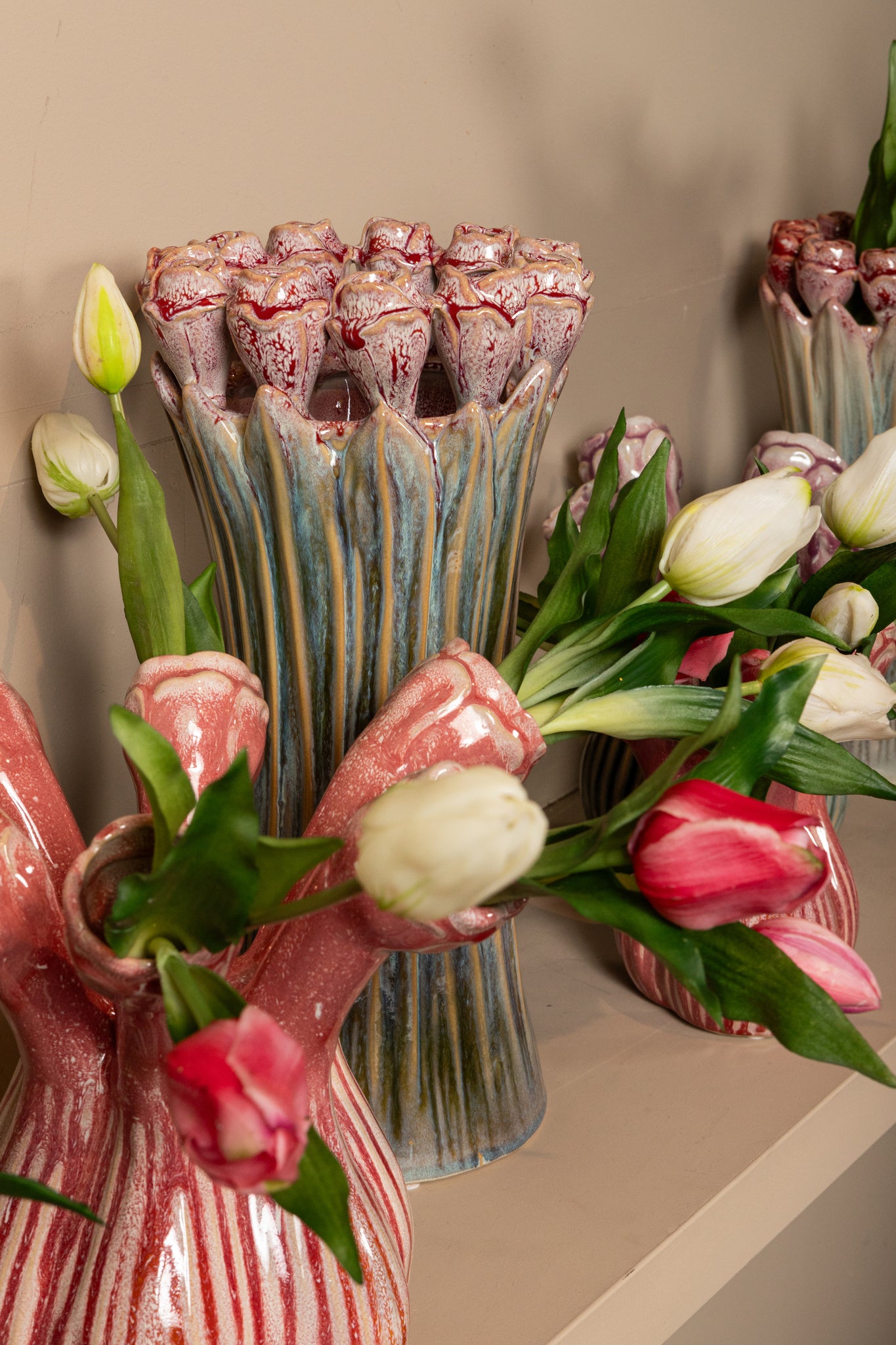 Tulips Mint Green Ceramic Tulip Shaped Vase M