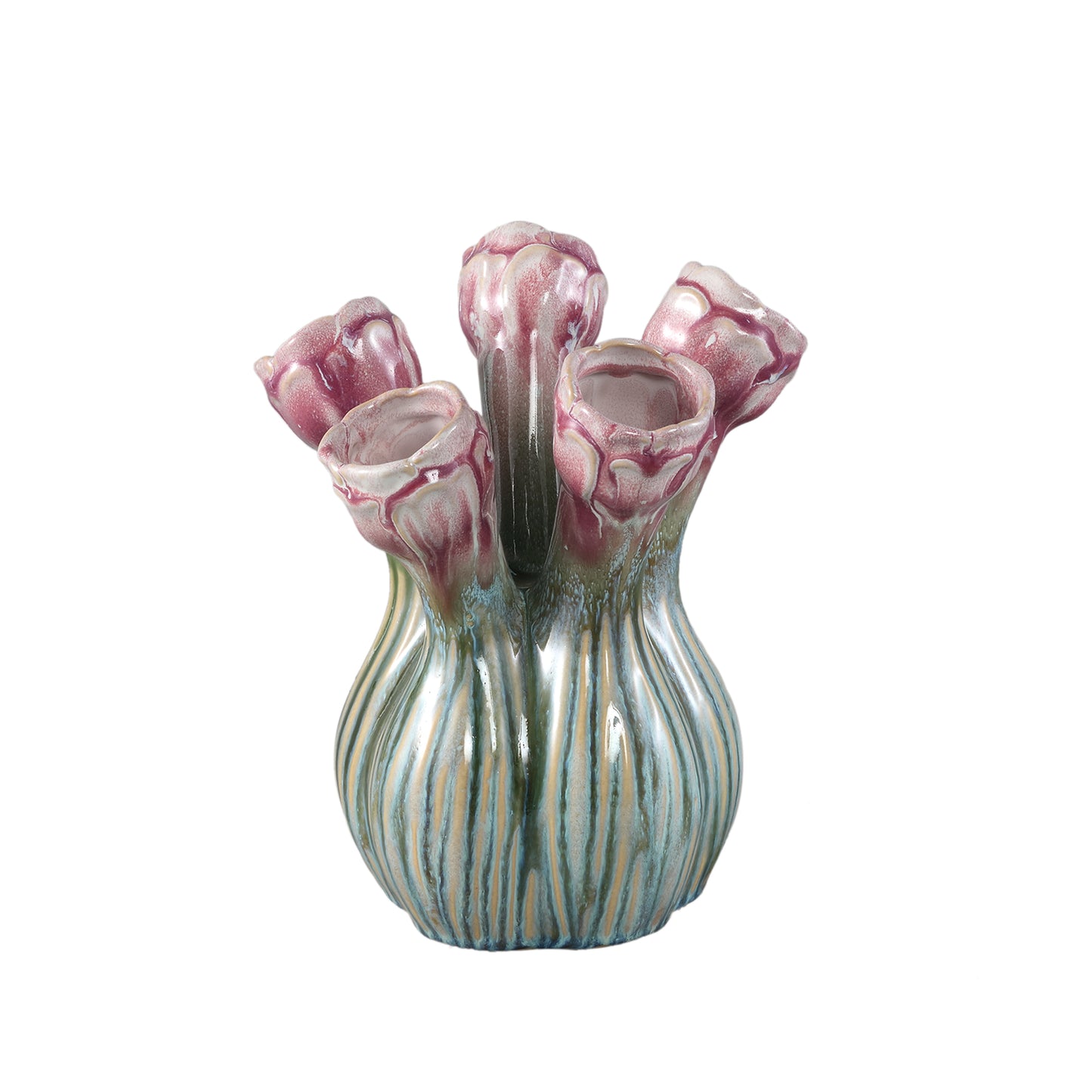 Annmarie Lilac Ceramic Flower Shape Tubes Vase M