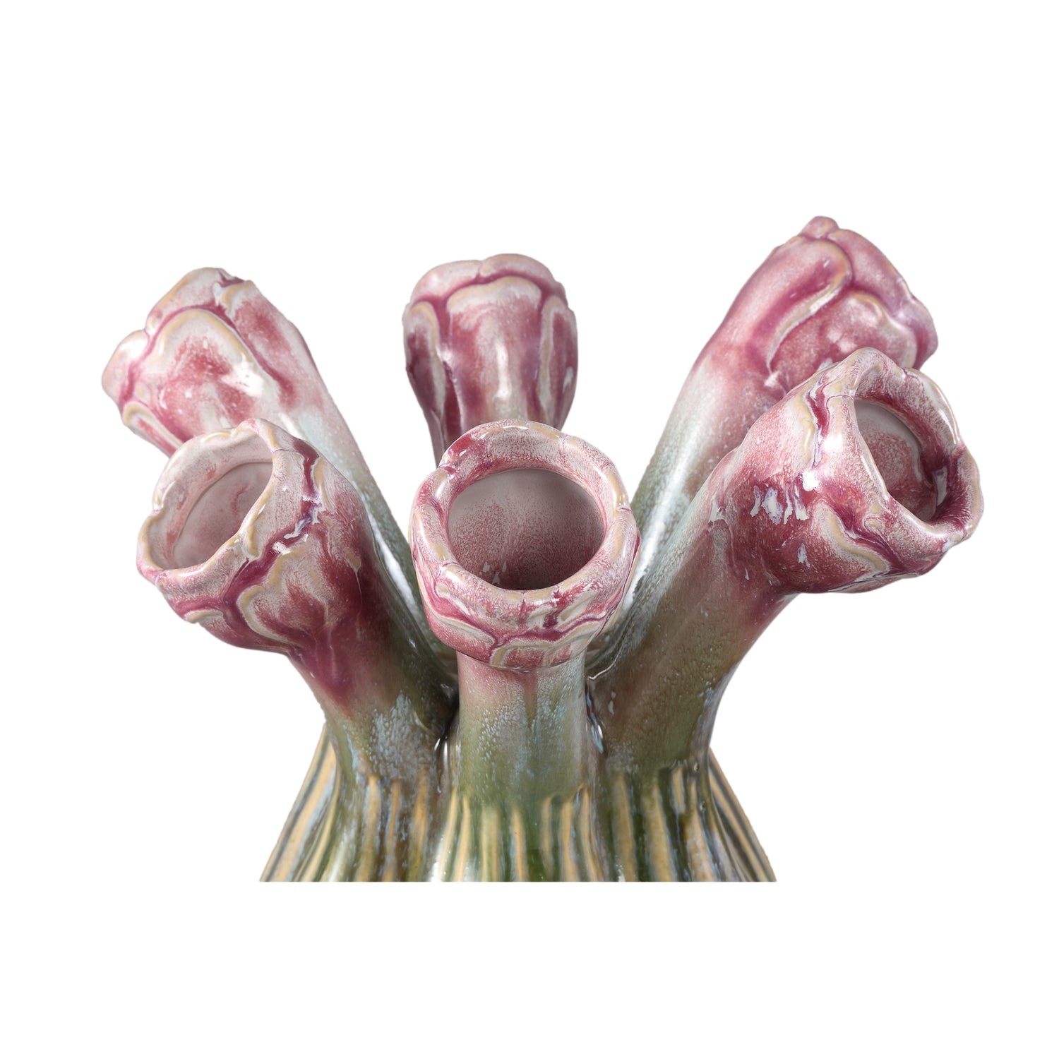 Annmarie Lila Keramische Bloem Buisvormige Vazen Set van 2 27x25x21.5 cm