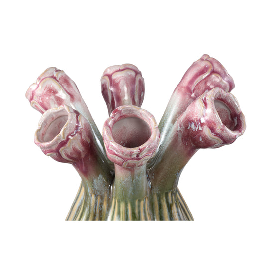 Annmarie Lila Keramische Bloem Buisvormige Vazen Set van 2 - 2 Sets 27x25x21.5 cm