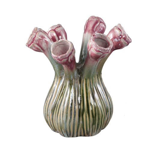 Annmarie Lila Keramische Bloem Buisvormige Vazen Set van 2 - 2 Sets 27x25x21.5 cm