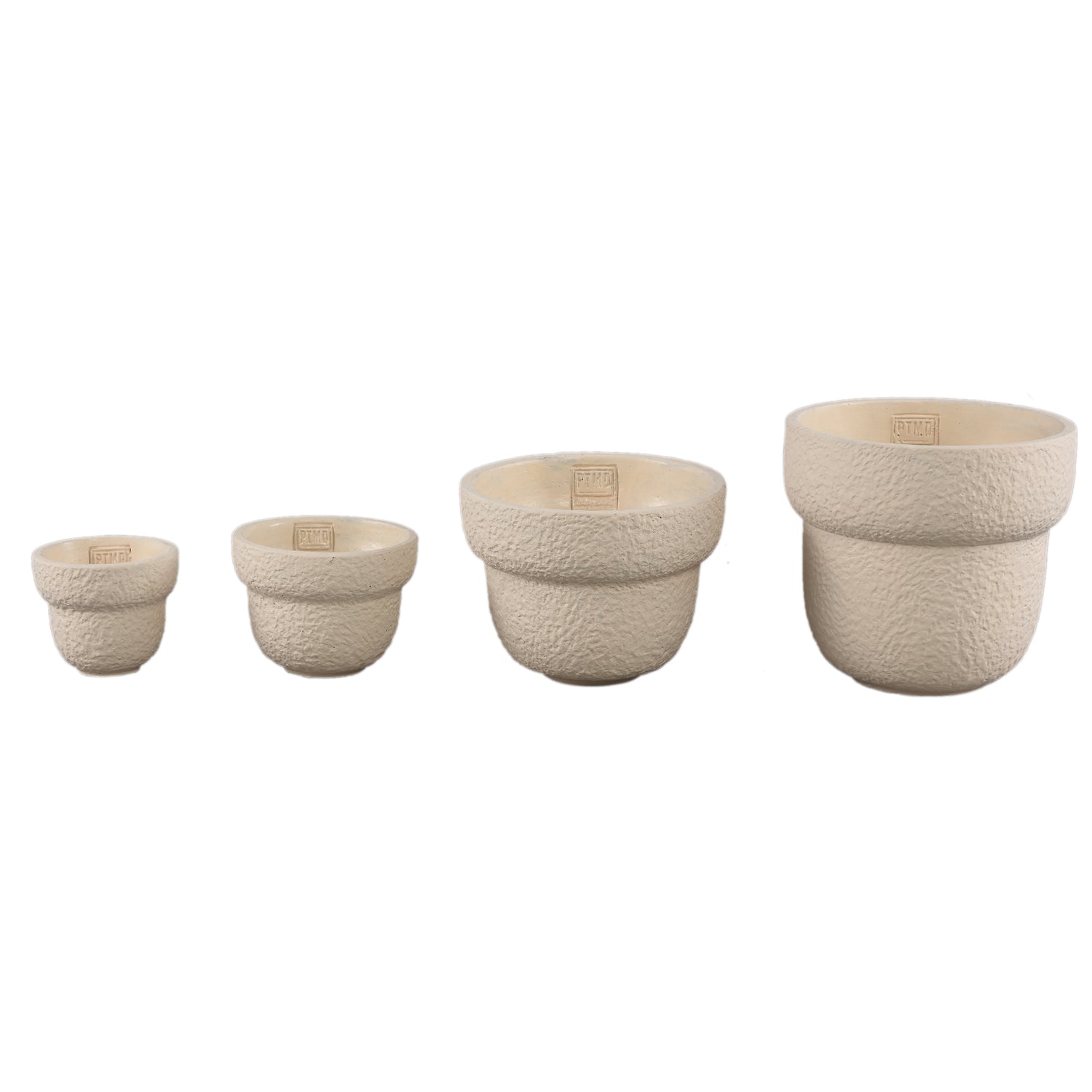 Hillie Crème Ronde Cementpot Ruwe Afwerking L - Set van 8 Stuks 17x18x18 cm