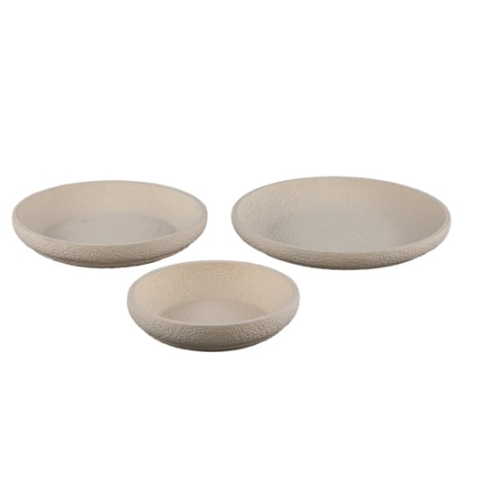 Hillie Crème Ronde Cement Schaal Ruw Afwerking S Set van 8 Stuks 6x27x27 cm