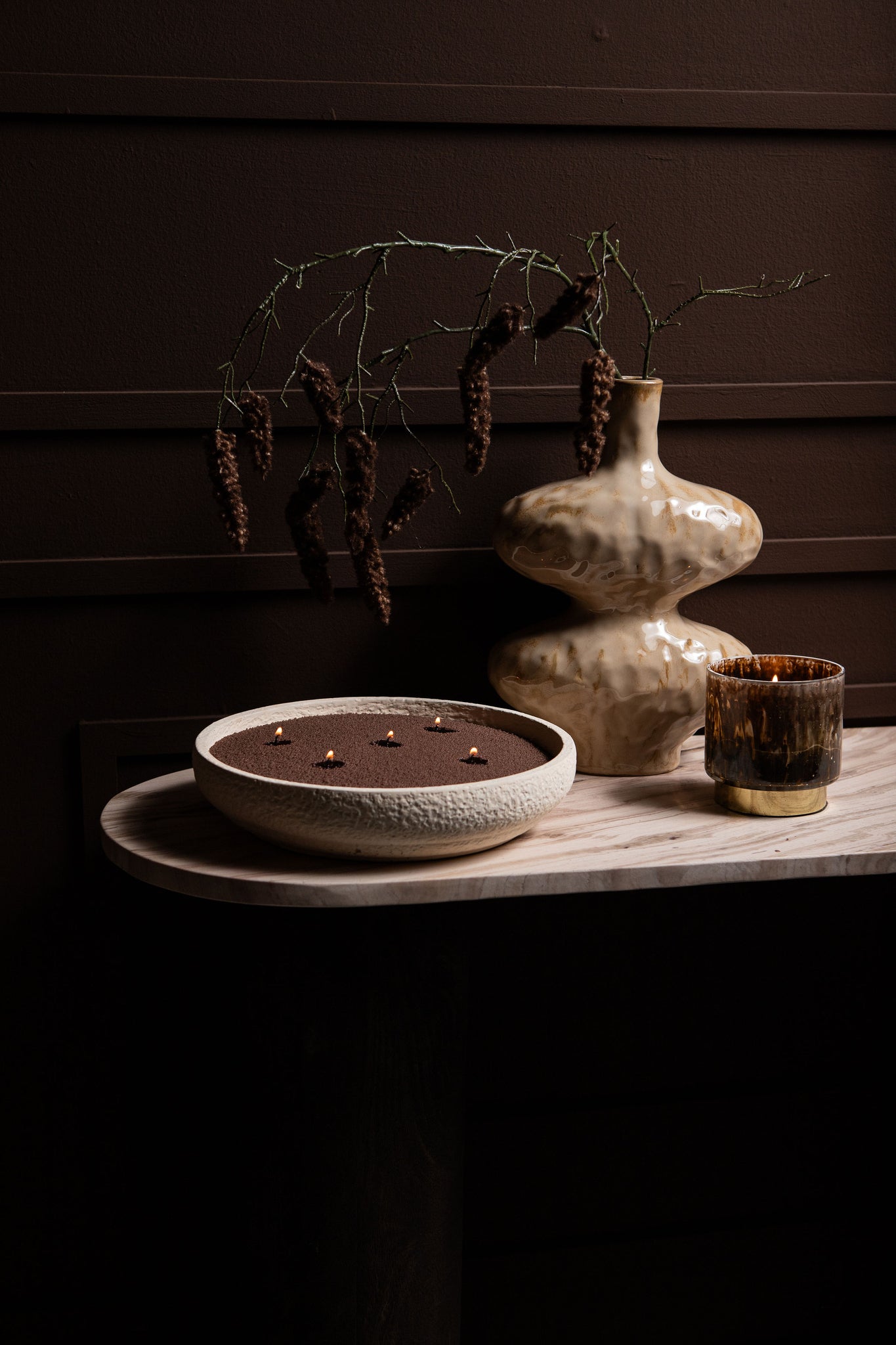 Hillie Cream Round Cement Bowl Rough Finish L