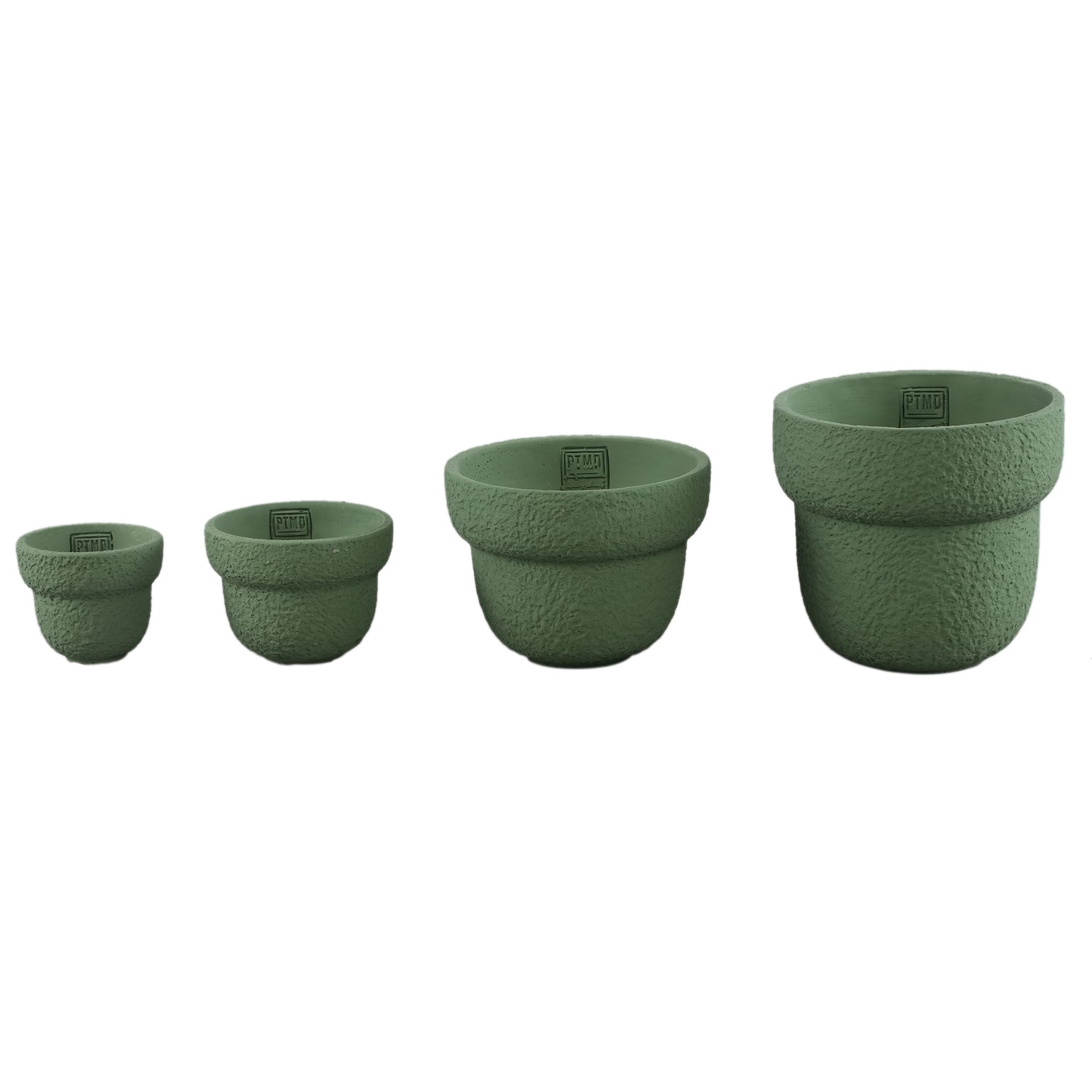 Hillie Groene Ronde Cementpot Ruw Finish XS Set van 12 8x9x9 cm