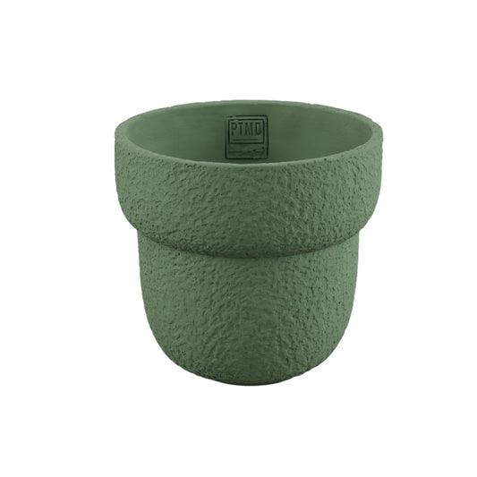 Hillie Groen Ronde Cementpot Ruwe Afwerking L - Set van 8 17x18x18 cm