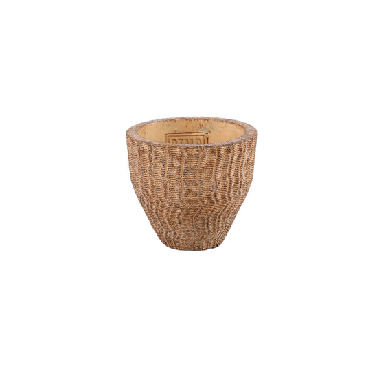 Zanaya Lichtbruin Ronde Cement Pot Geribfeld Laag XS - Set van 12 8x9x9 cm
