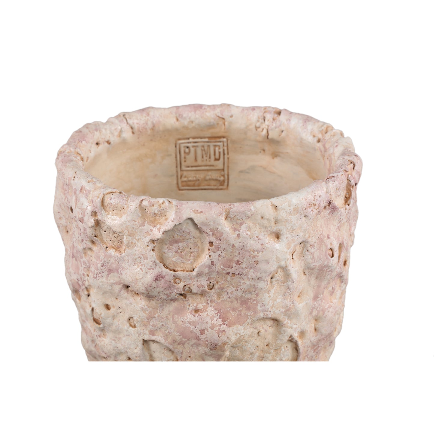 Romas Lichtroze Ronde Cementpot Ruwe Afwerking Set van 8 Stuks XL 19x17x17 cm