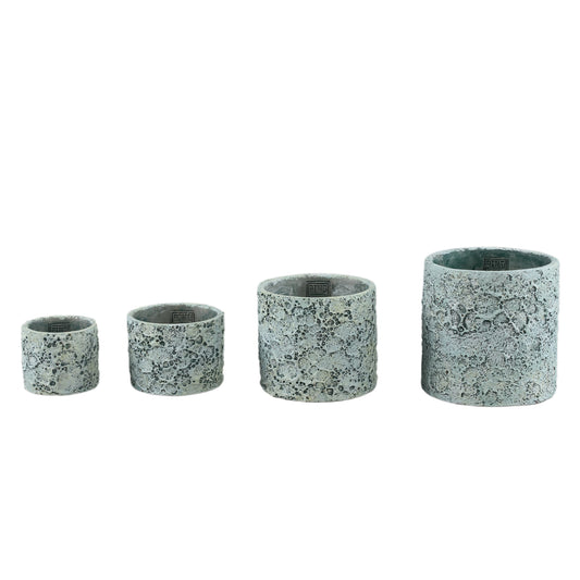 Darrel Blauwe Ronde Cementpot Ruwe Afwerking Laag M Set van 12 13x15x15 cm