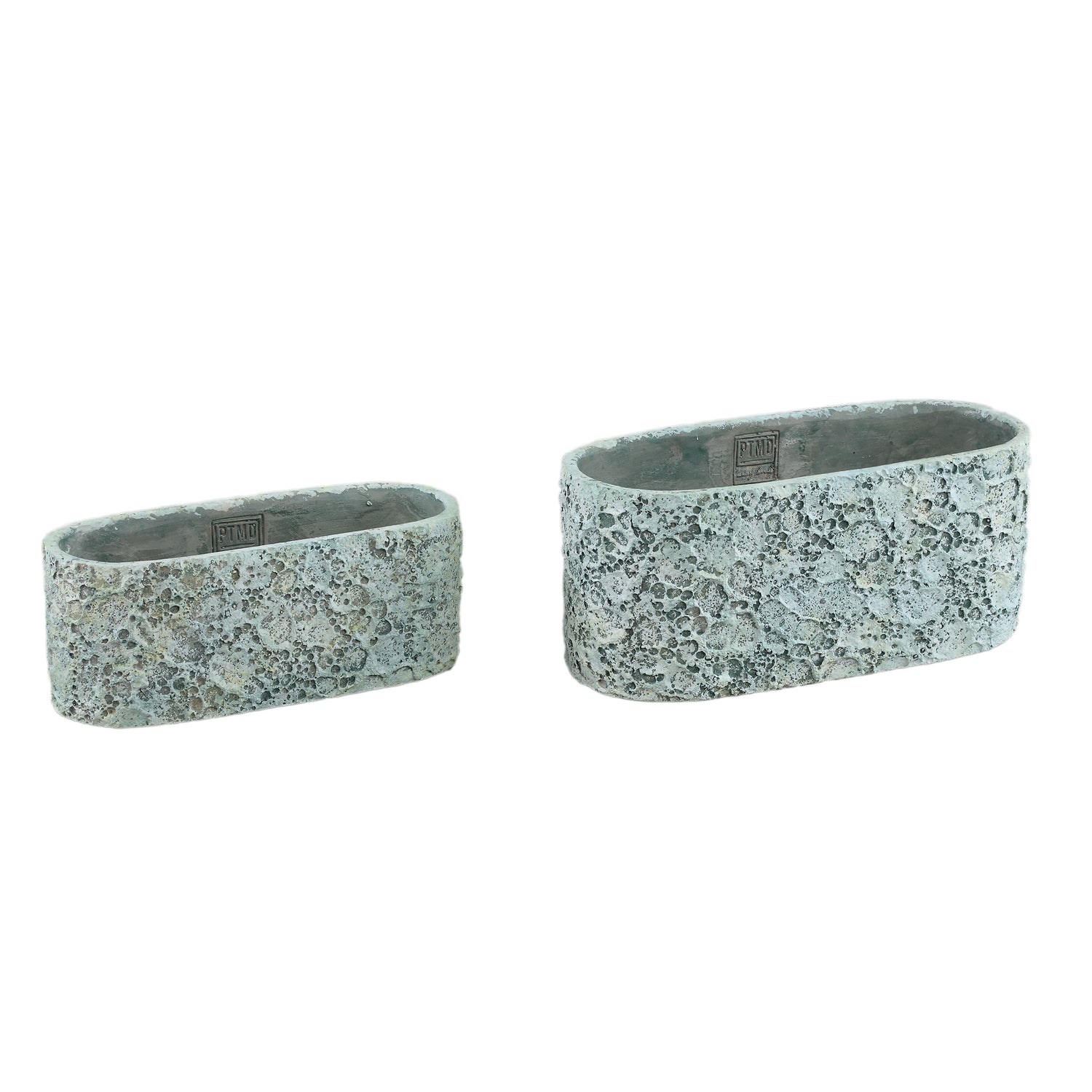Darrel Blauw Ovale Cementen Pot Ruw Afgewerkt S Set van 12 10x25x10 cm
