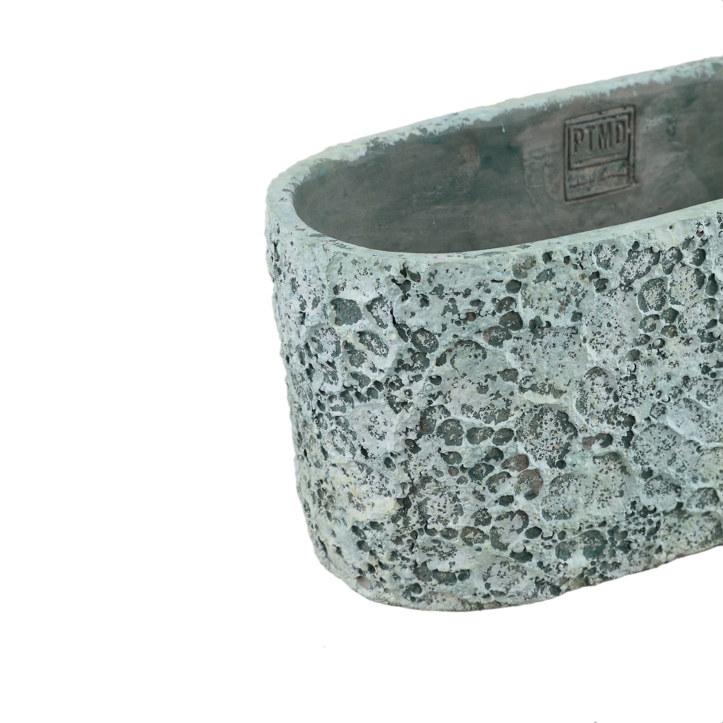 Darrel Blauwe Ovale Cementpot Ruw Oppervlak L Set van 8 Stuks 13x30x13 cm