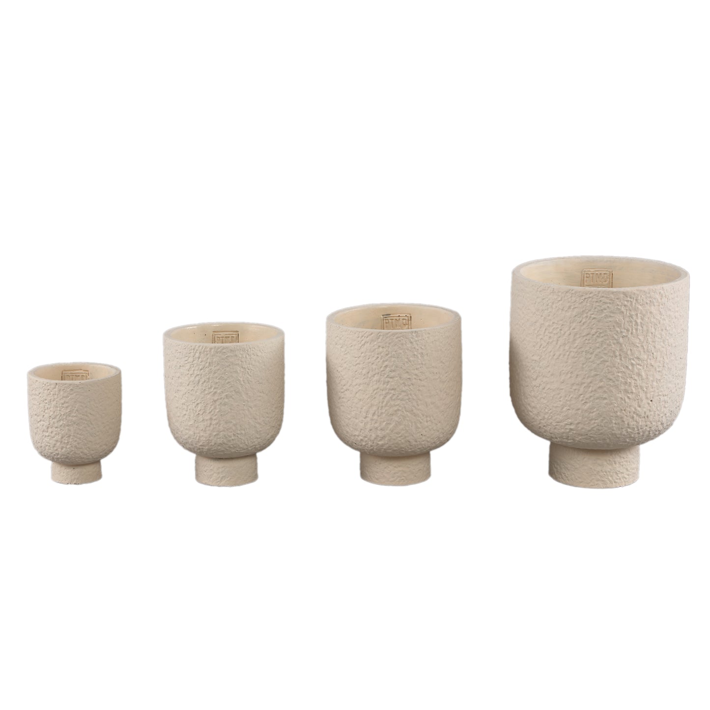 Monder Crème Ronde Cementpot Ruwe Afwerking M - Set van 12 16.5x13x13 cm