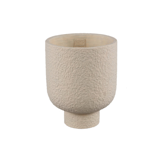 Monder Crème Ronde Cementpot Ruwe Afwerking L - Set van 8 - 8 Sets 21x17x17 cm
