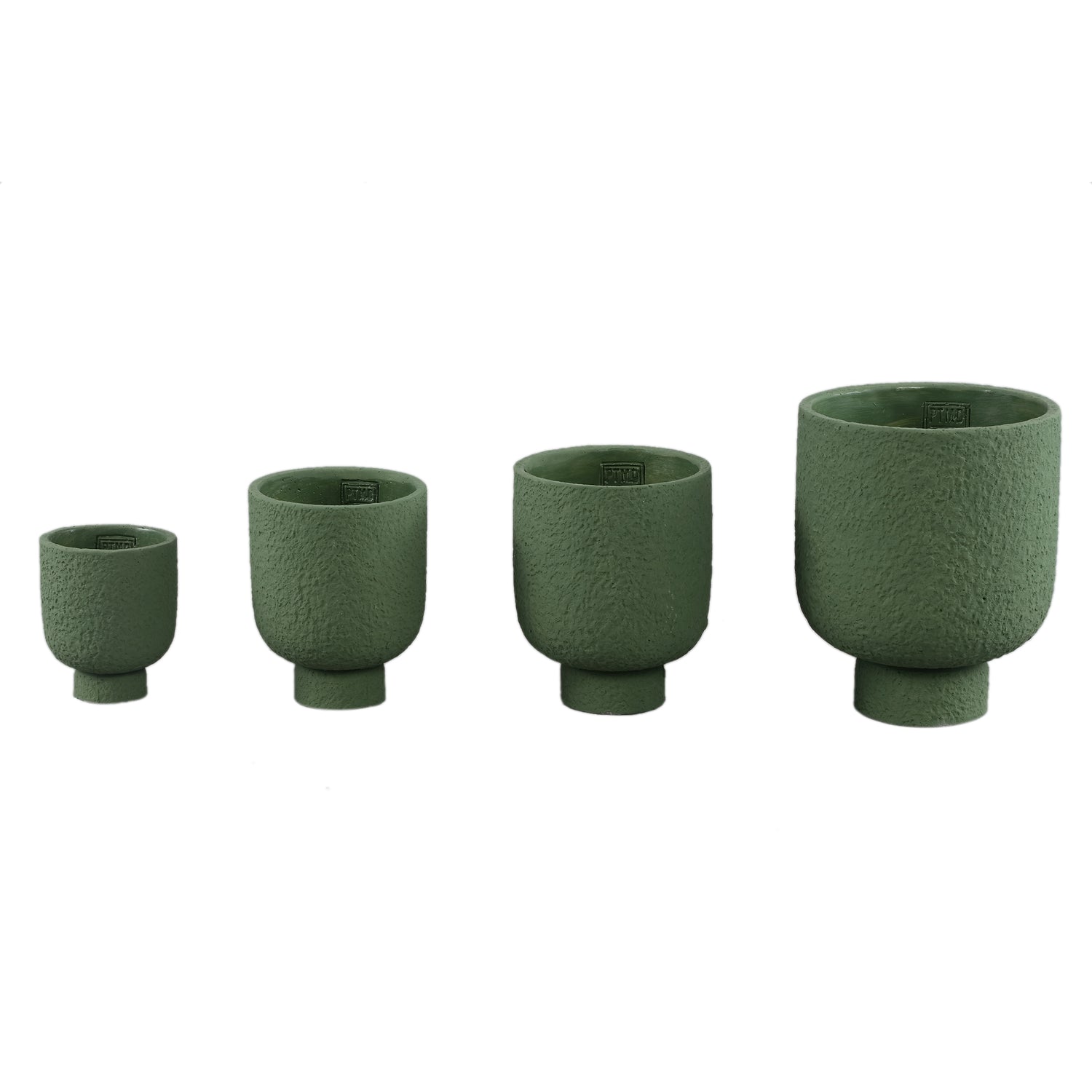 Monder Groen Ronde Cementpot Rough Finish Set van 8 Stuks L 21x17x17 cm