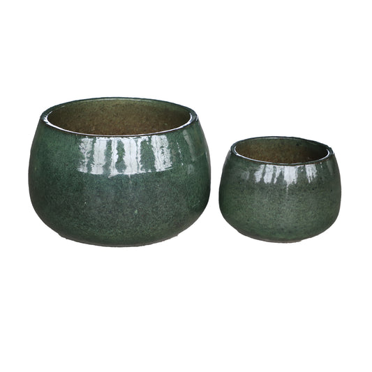 Coraline Groen Geglazuurde Ronde Keramische Pot Set van 2 31x47x47 cm