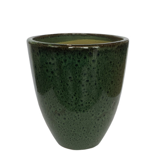 Morries Groen Geglazuurde Ronde Keramische Pot Ruw Set van 4 - 4 Sets 17x15x15 cm