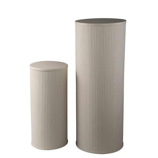 Midda White Steel Ribbed Pedestal Set Of 2
