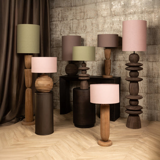 Rivvo Pink Cotton Linen Lampshade Round High