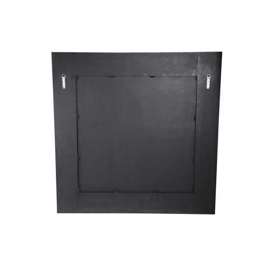 Tiess Black Wooden Veneer Mirror Square Gold Rim